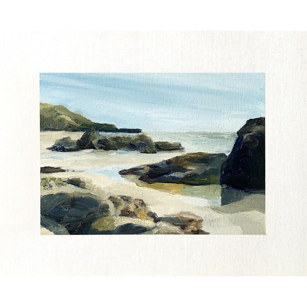 8x10 Original Seascape Oil Painting Ocean Impressionist Coast Rocks Beach Signed
